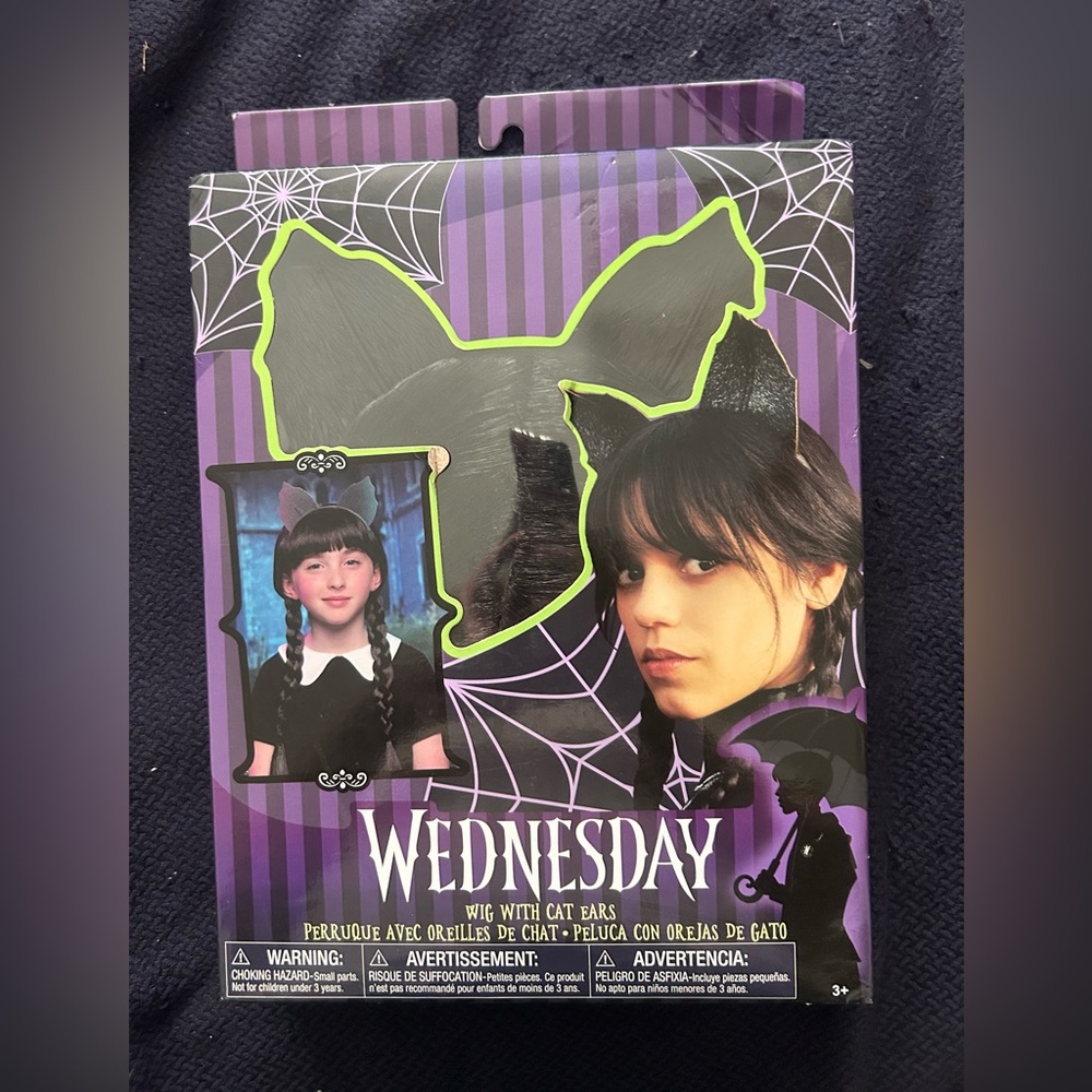 Wednesday Wig and Cat Ear Headband Dress-up Set